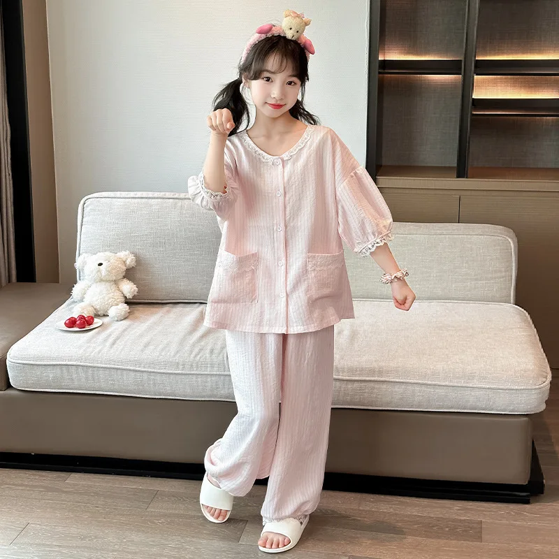 Conjunto de pijama princesa con encaje rosa para niña - imagen 5