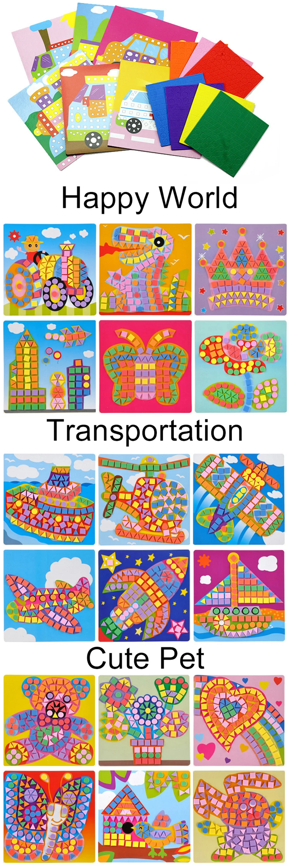 Pegatinas EVA de mosaico con dibujos animados