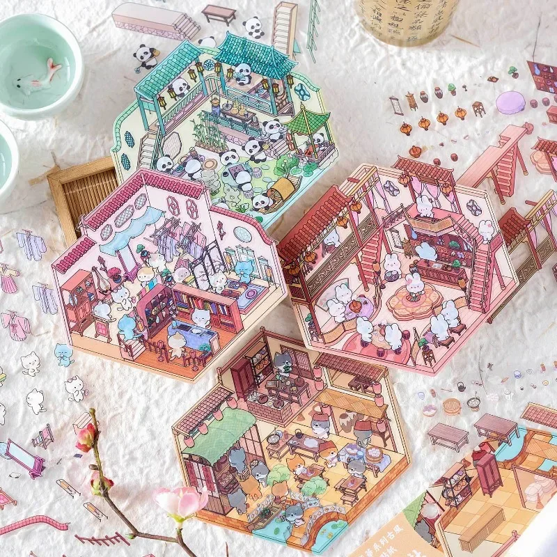 Adhesivos 3D de diorama retro para manualidades y decoración - imagen 3