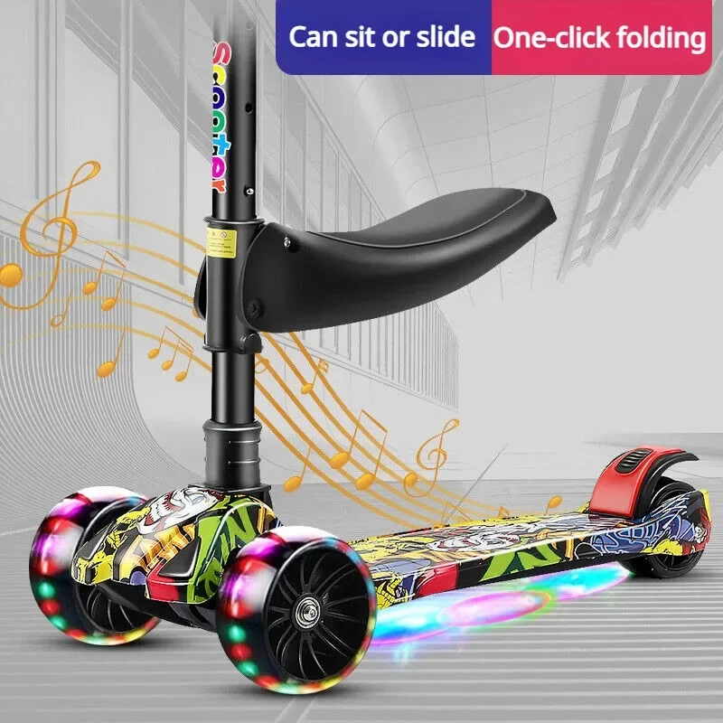 Patinete infantil 3 ruedas con luces – 2 en 1 sentado y de pie - imagen 5