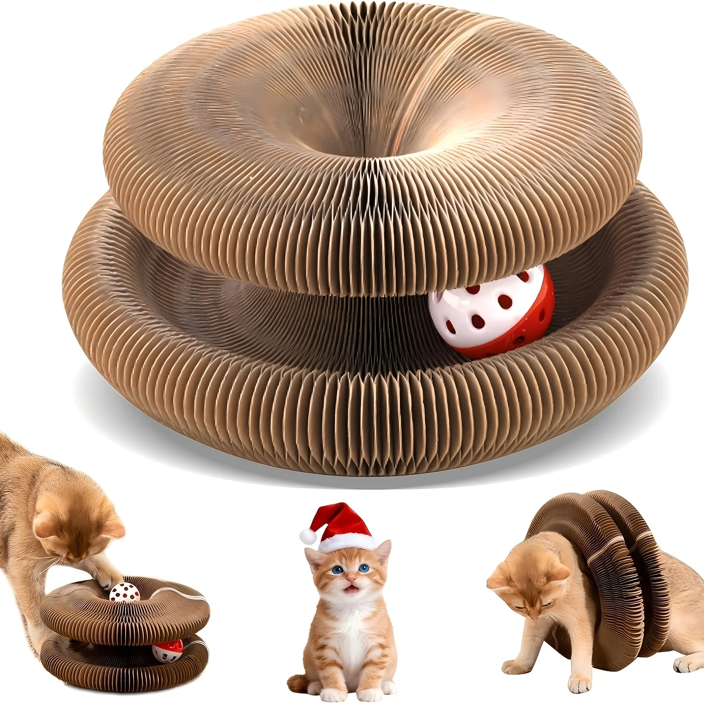 Tabla rascadora interactiva para gatos de interior con acordeón - imagen 5