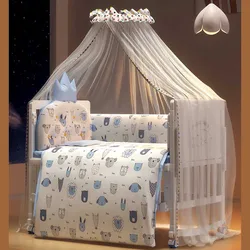 Cuna colecho de madera blanca con mosquitera para cama