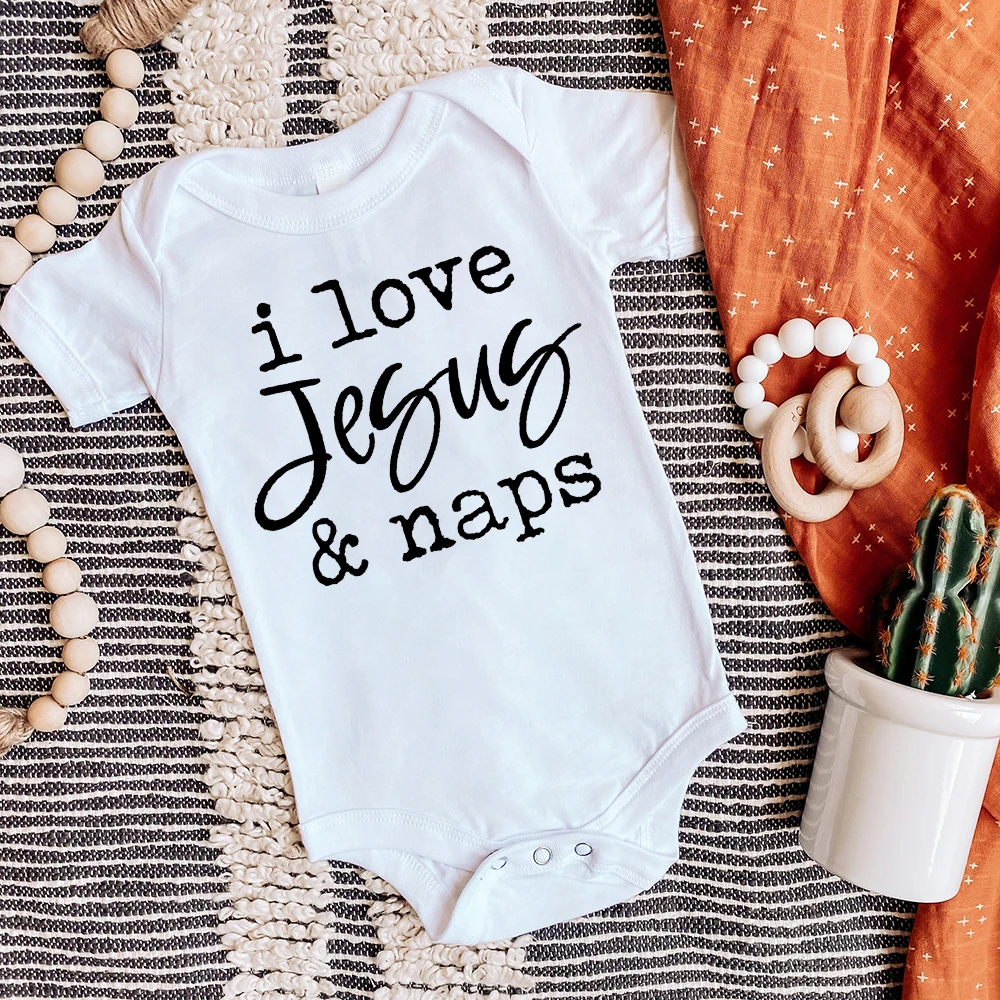 Body I Love Jesus & Naps – Pelele religioso para bebé - imagen 3