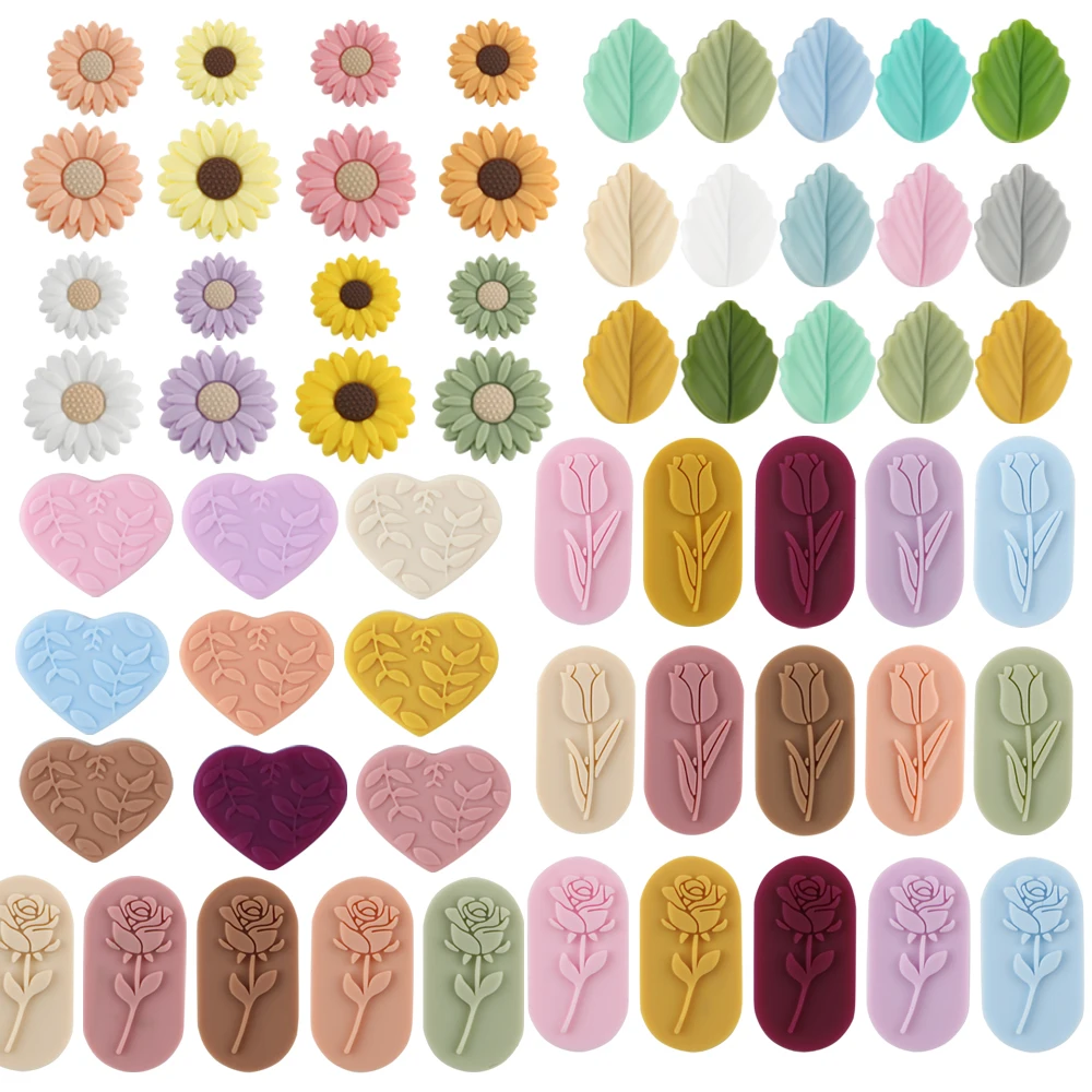 Cuentas de silicona con flores en relieve