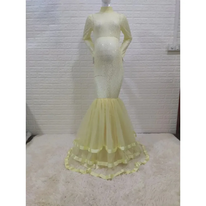 Vestido de maternidad negro cuello alto para sesión fotográfica - imagen 5