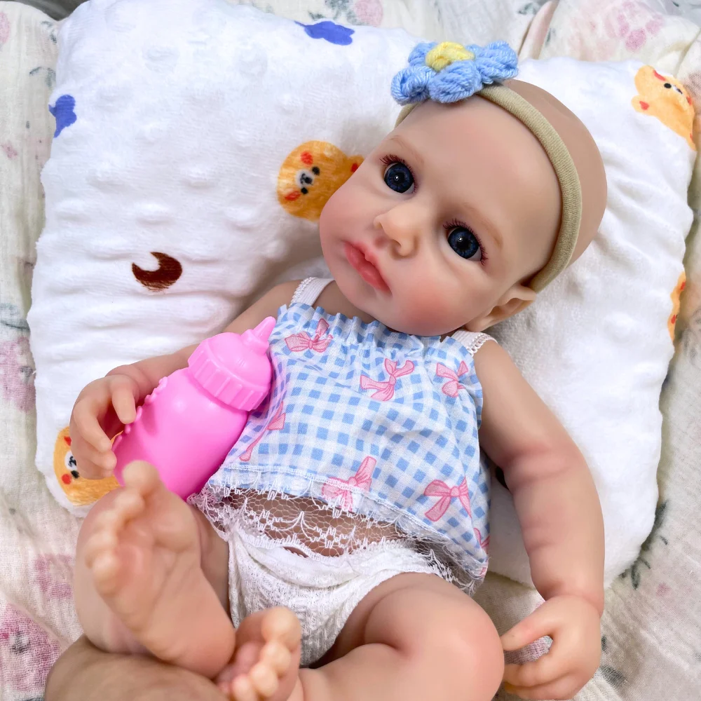 Muñeca bebé reborn LouLou ojos azules realistas de silicona suave - imagen 3