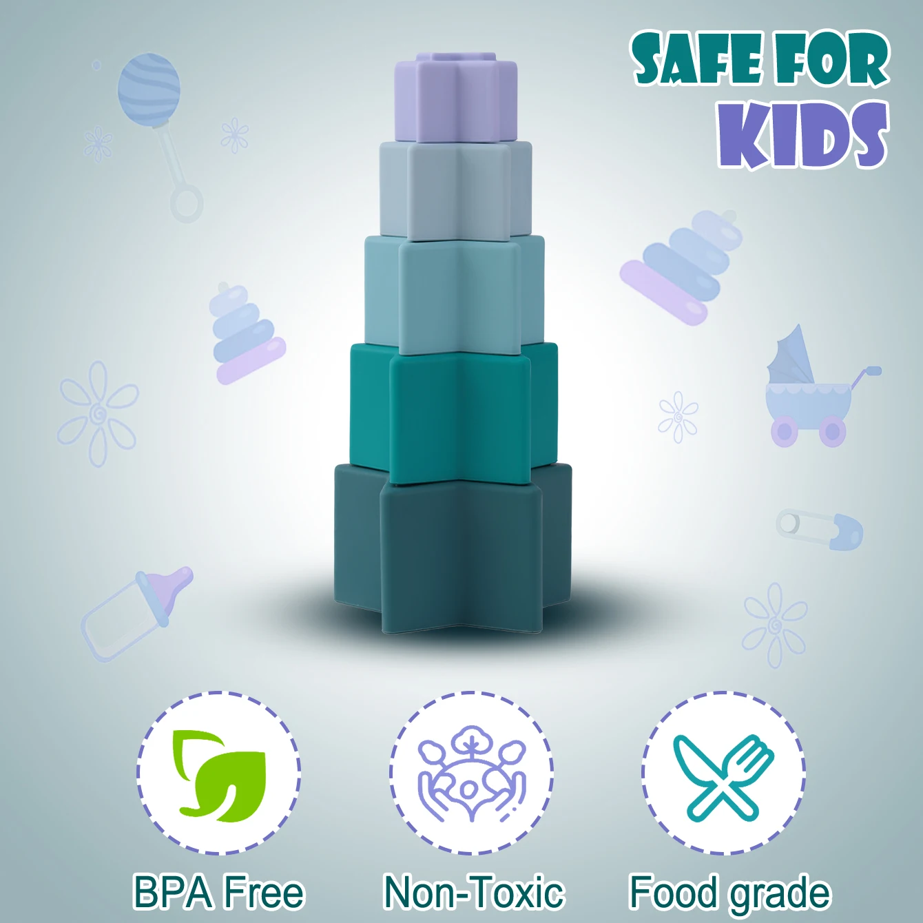 Bloques apilables de silicona sensorial Montessori para niños - imagen 2