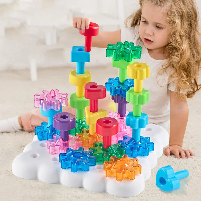 Juego Montessori de clavijas y engranajes educativos infantiles