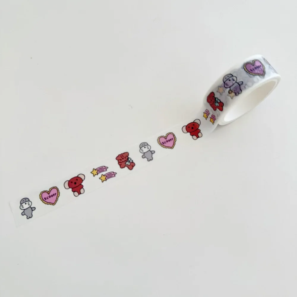 Cinta washi decorativa con perros y delfines, estilo coreano