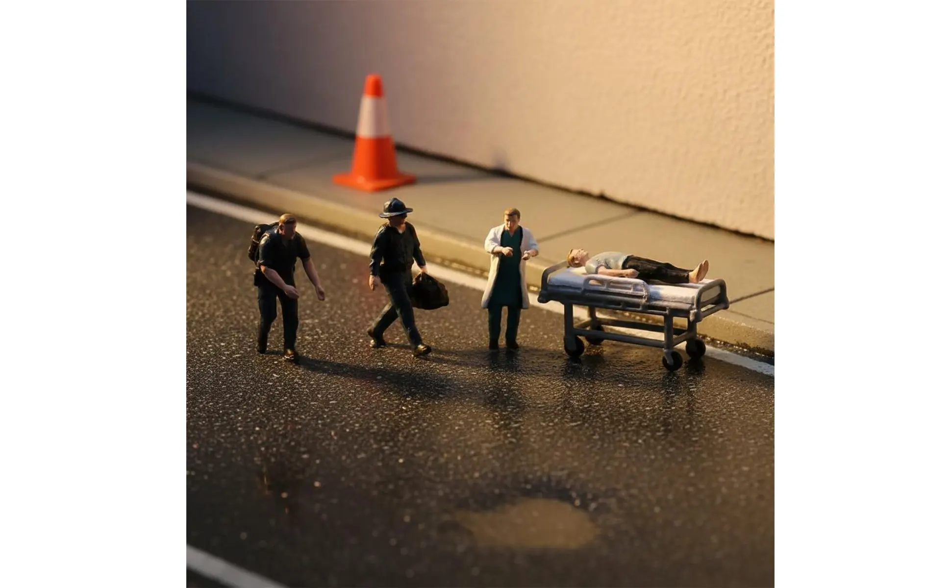 Figuras de rescatistas médicos en miniatura a escala 1/64