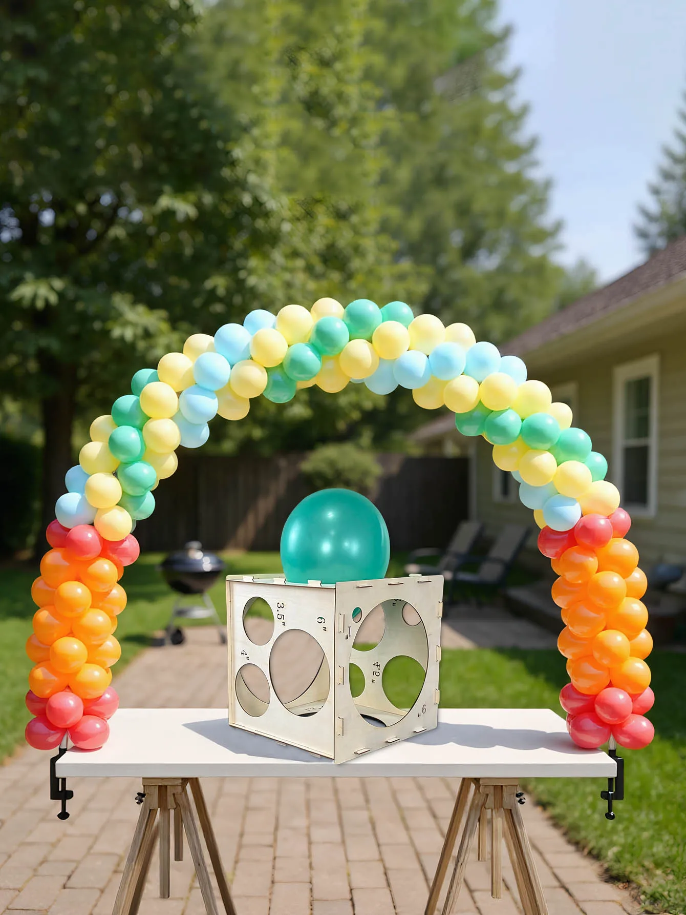 Medidor de globos madera negra plegable para arco y decoración - imagen 3