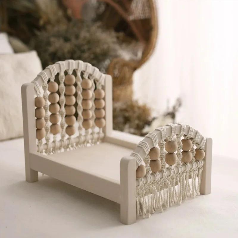 Accesorios de fotografía para recién nacido con cuna de madera - imagen 3