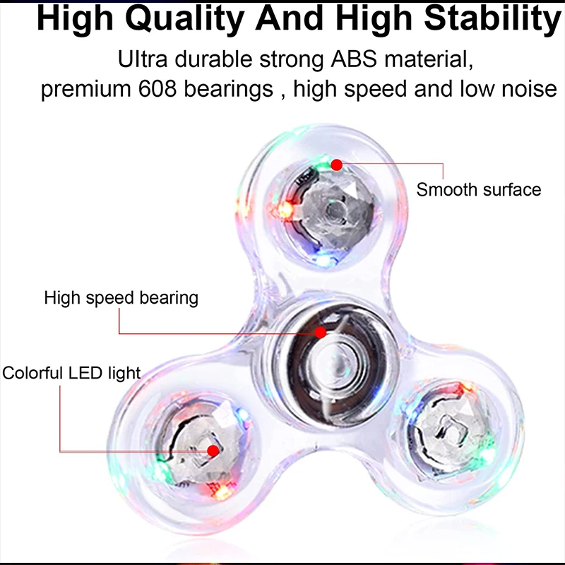 Fidget spinner con luz LED para aliviar el estrés, brilla en la oscuridad