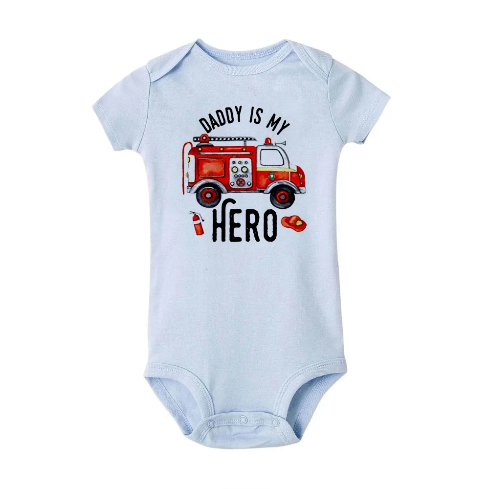 Daddy Is My Hero Body para bebé con camión bomberos dibujos animados - imagen 3