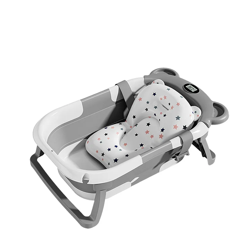 Bañera bebé plegable con sensor térmico y posición reclinable