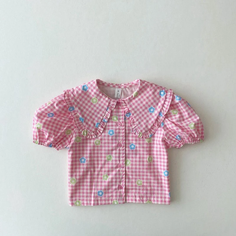 Camisa de algodón a cuadros con flores para niña - MILANCEL - imagen 3