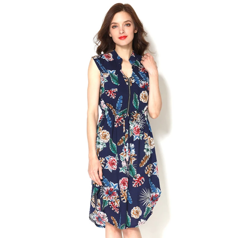 Vestido de lactancia veraniego sin mangas floral para embarazo - imagen 3
