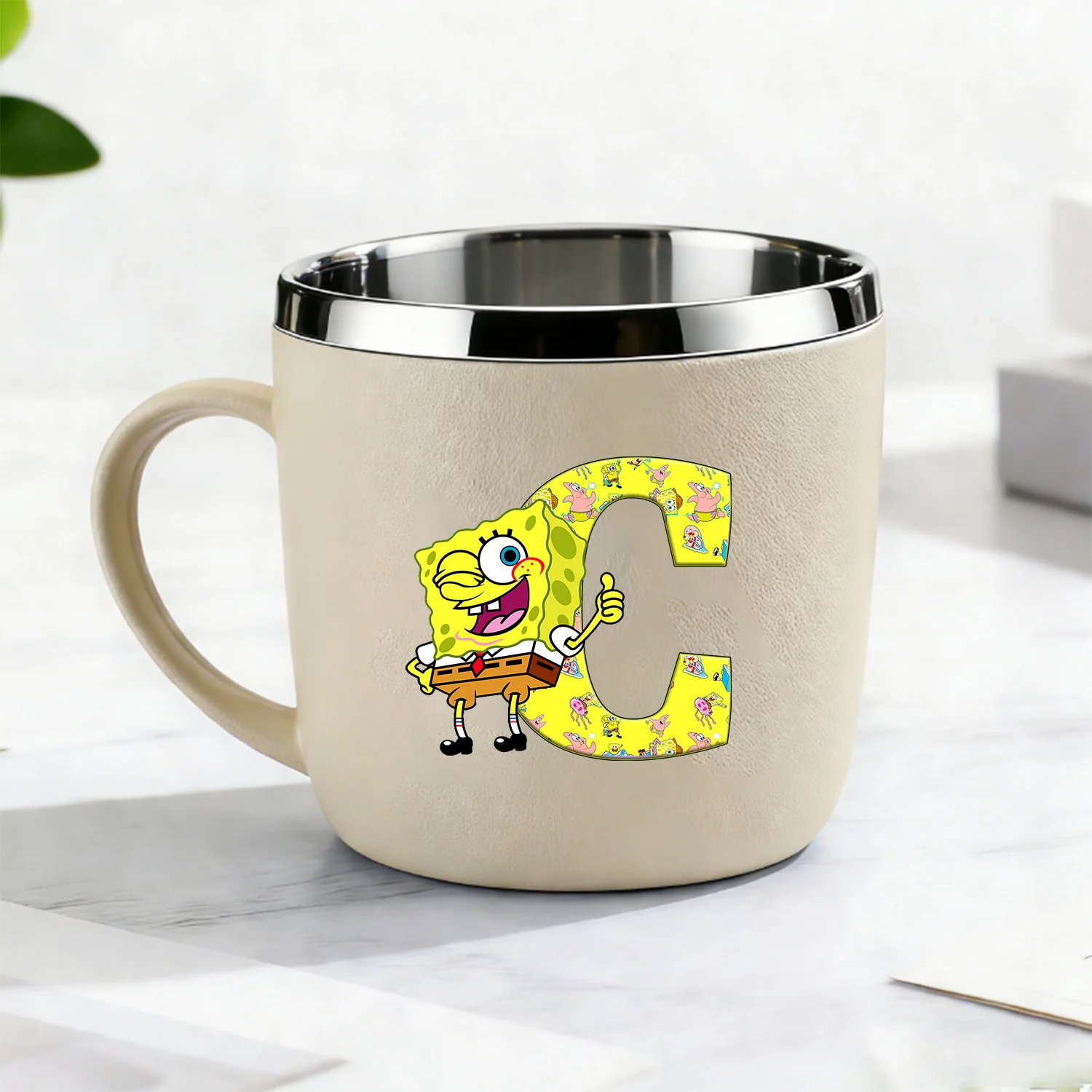 Botella de agua infantil Bob Esponja de acero inoxidable con diseño
