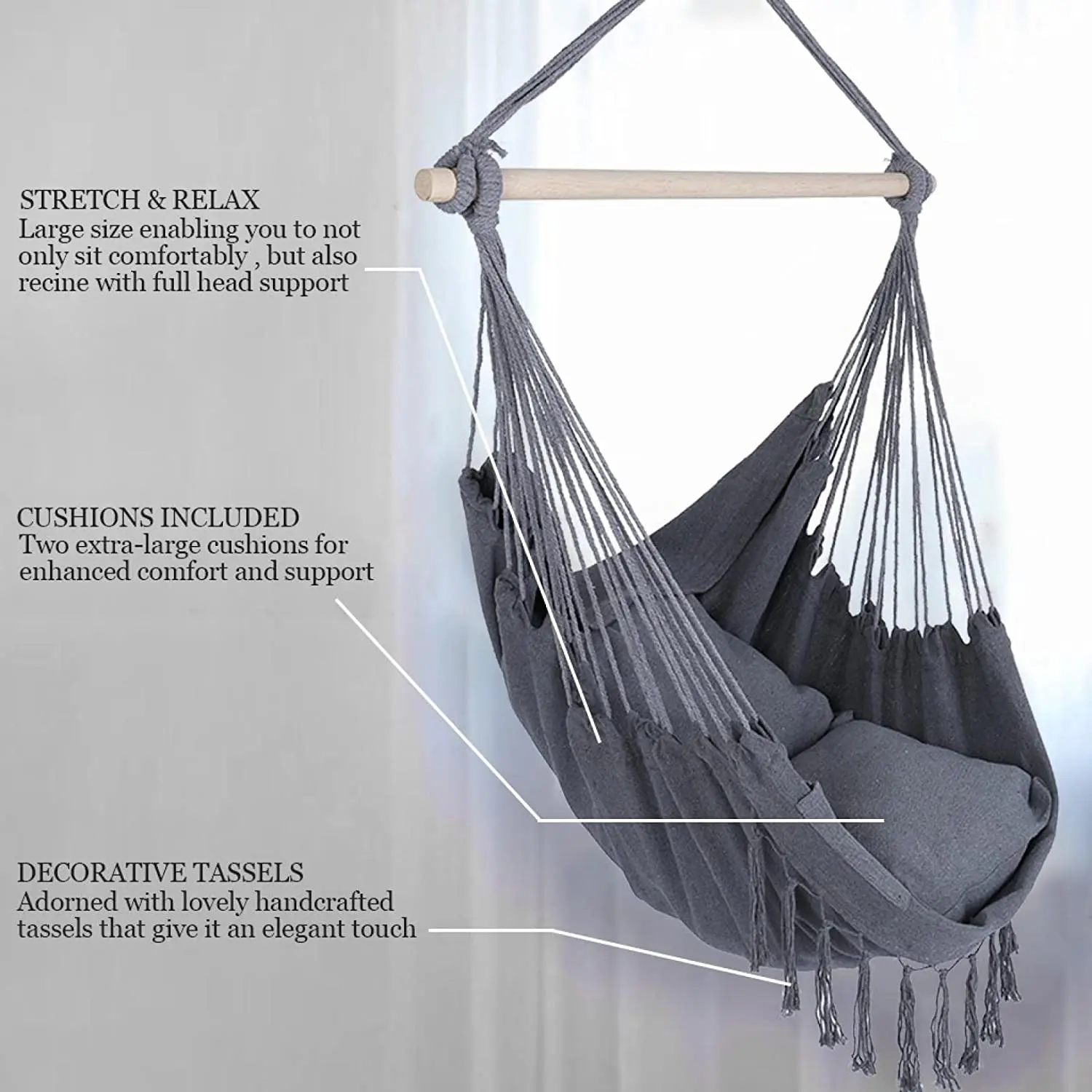 Hamaca de algodón tejida a mano para niños – Diseño boho - imagen 3