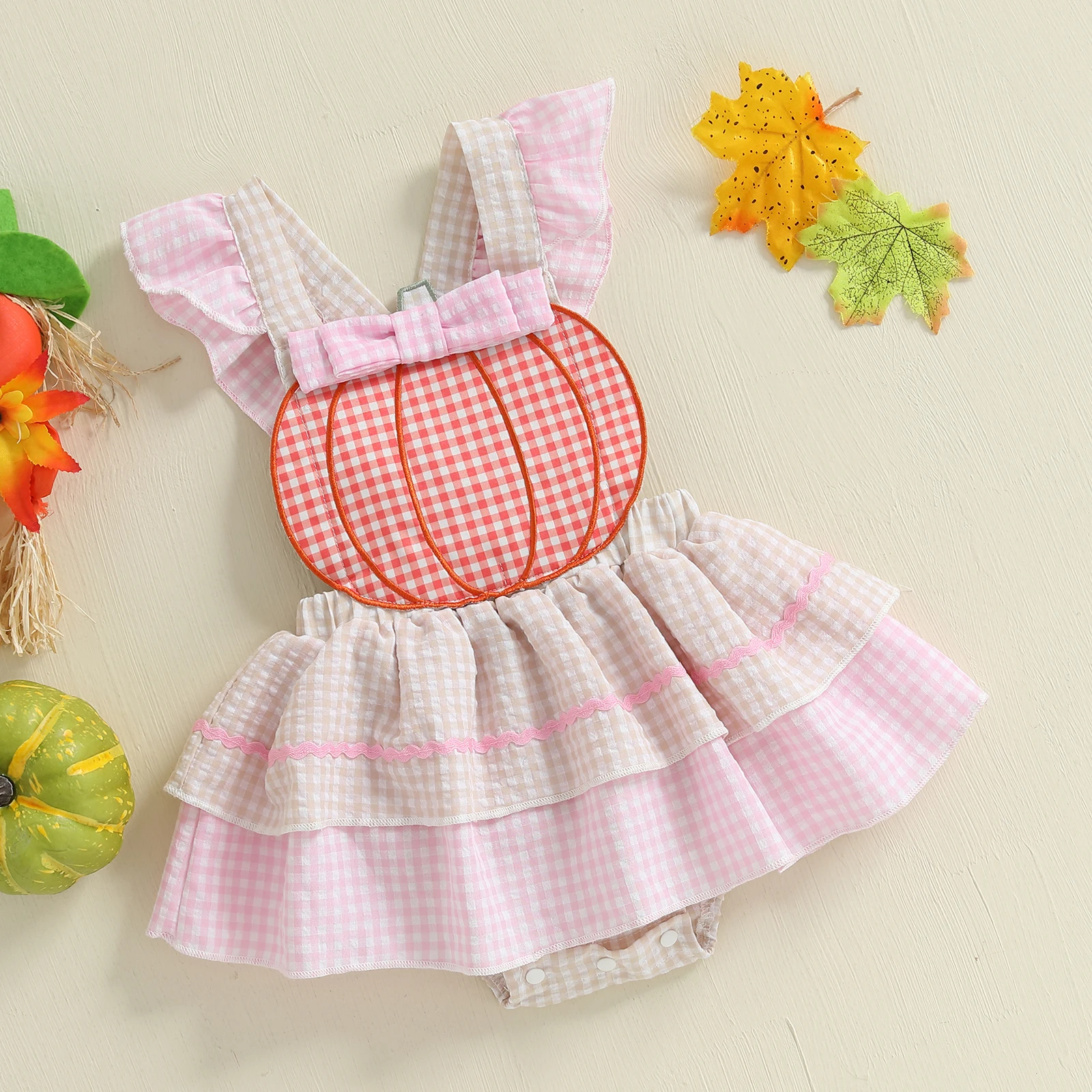 Tregren pelele de Halloween para bebé niña, mono bordado calabaza - imagen 2