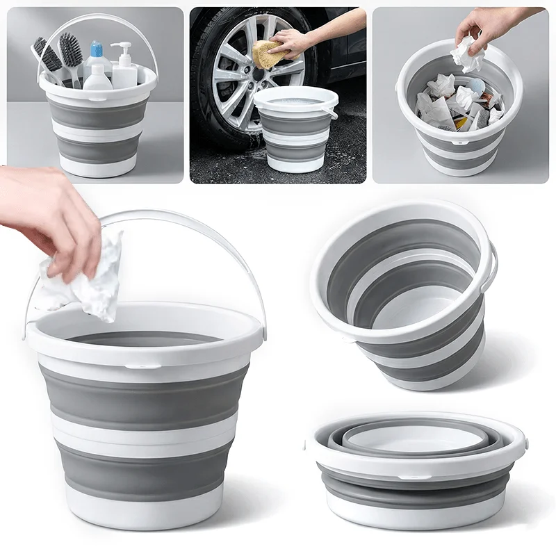 Cubo de limpieza plegable con asa resistente para coche y hogar - imagen 4