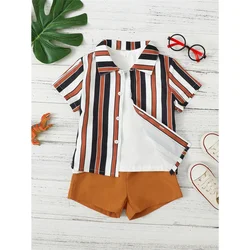 Conjunto escolar niño 4-7 años: camisa rayas + pantalón corto