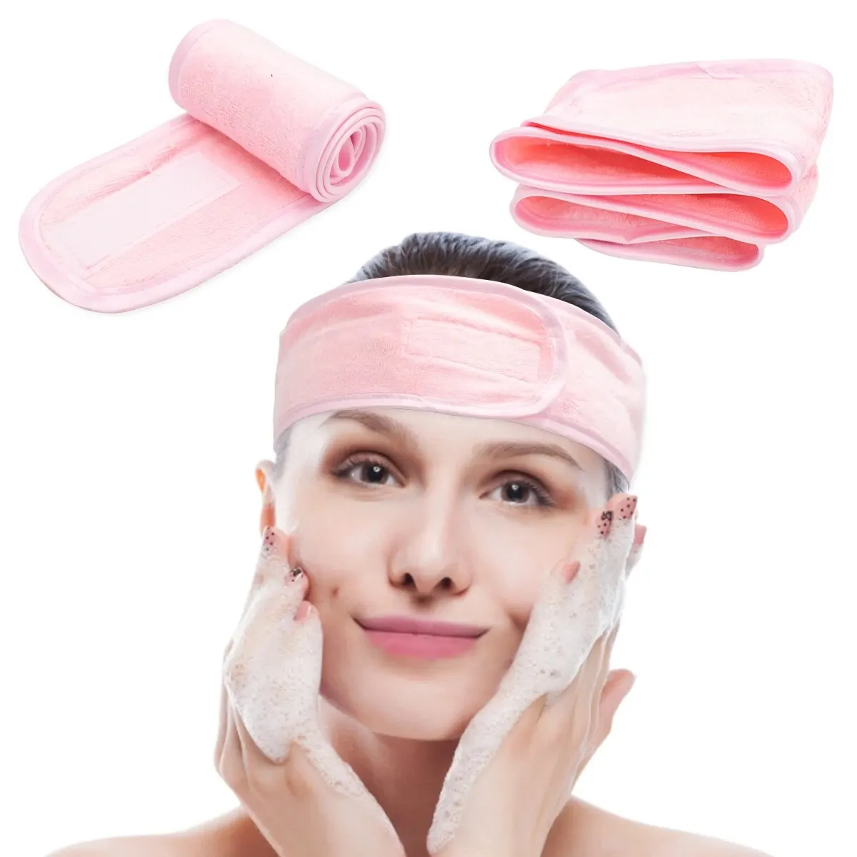 Toalla facial ajustable para lavado con diadema de baño estilo spa - imagen 2