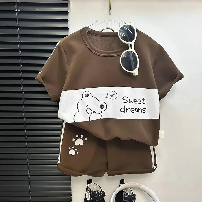 Conjunto de verano a rayas con manga corta para bebé y niño - imagen 4