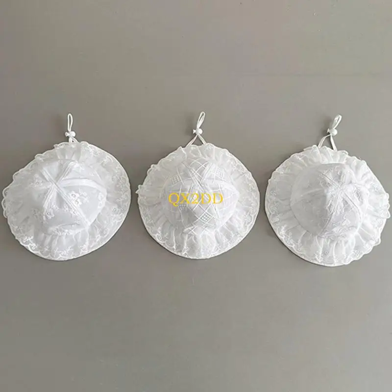 Gorro lavabo blanco con encaje para bebé