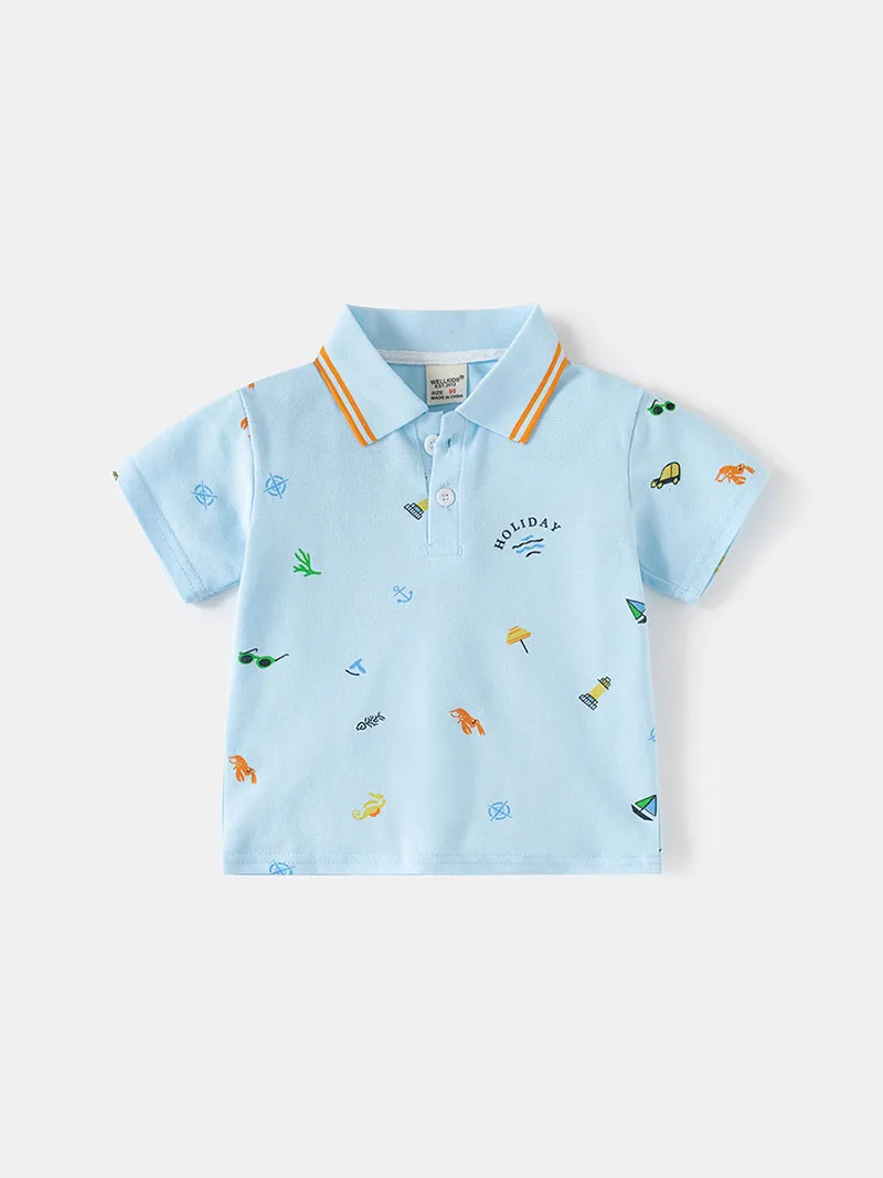 Camiseta polo infantil de verano estilo coreano con dibujos animados - imagen 5