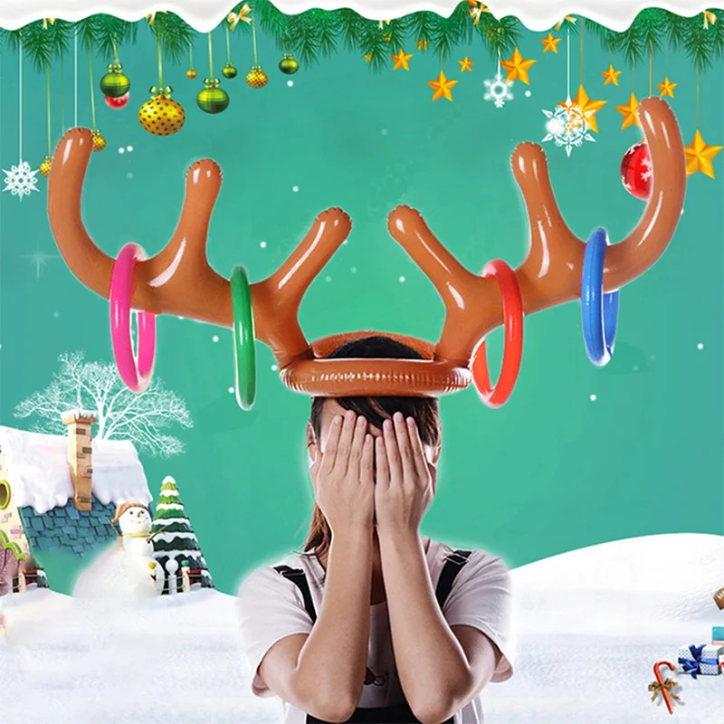 Juego de cuernos de reno inflables para fiesta infantil - imagen 4