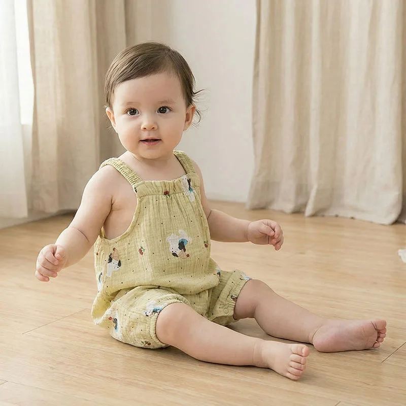 Pelele sin tirantes verano para bebé con estampado de perritos
