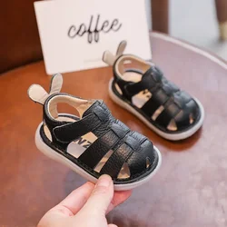 Sandalias anticolisión de cuero genuino para bebés y niños – Antigolpes