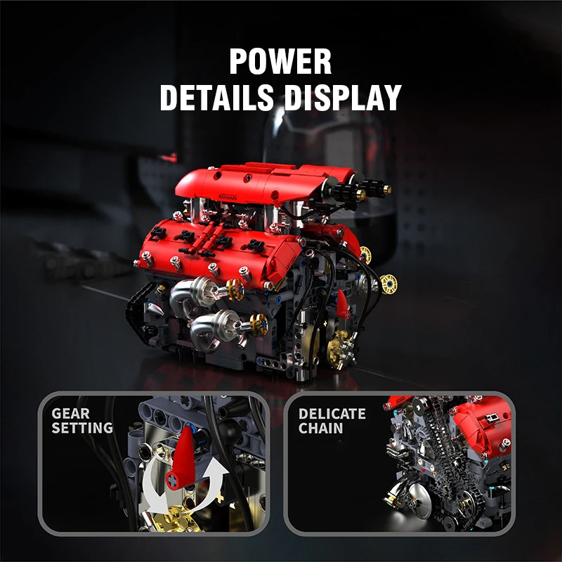 Kit de construcción motor V8 con caja de cambios para niños - imagen 3