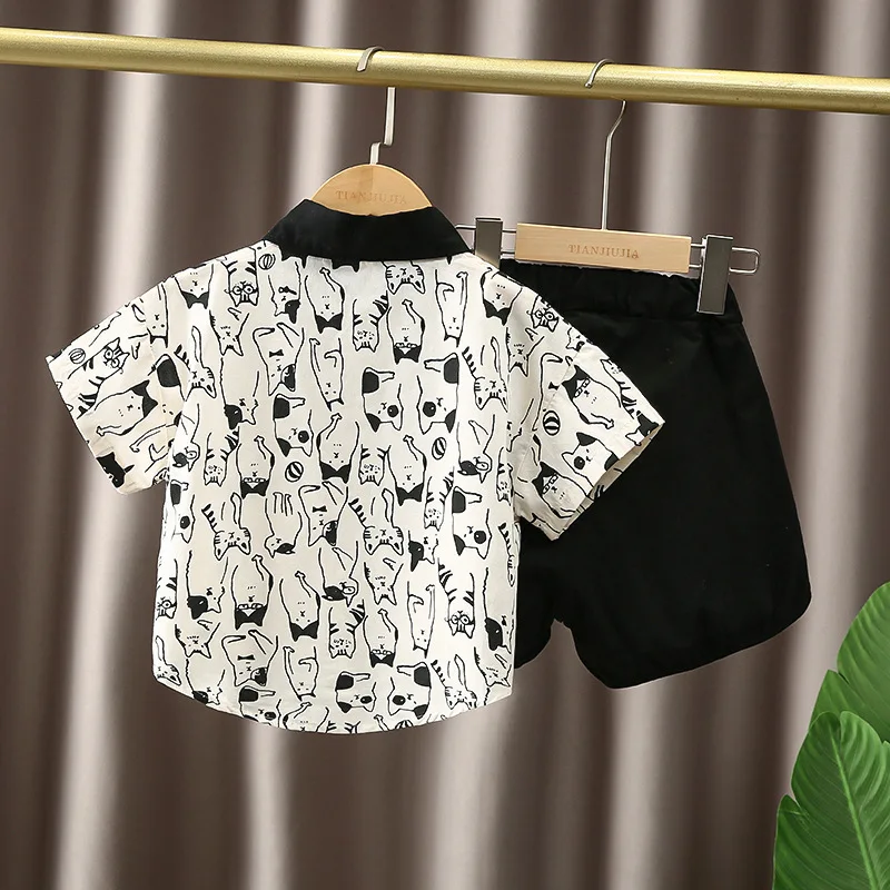Conjunto verano para niños – Camiseta de algodón con estampado + short - imagen 2