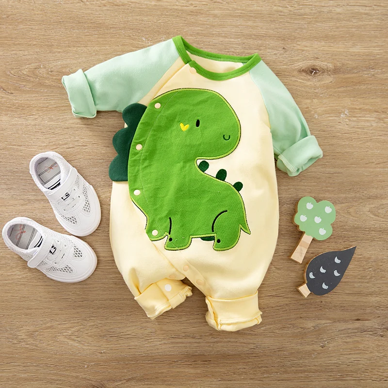 Pelele de algodón manga larga para recién nacido unisex animal dibujo