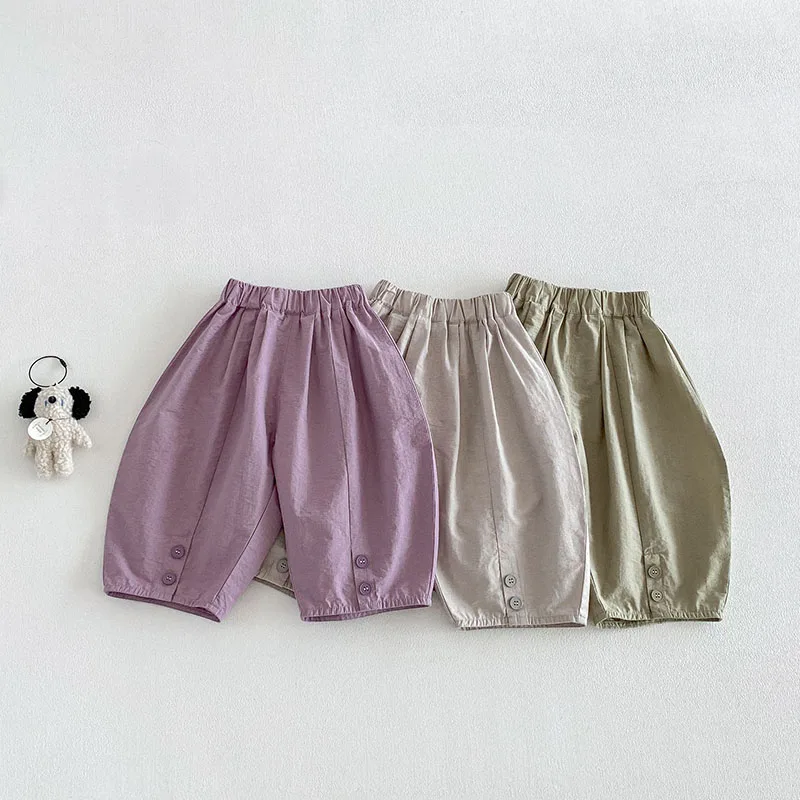 MILANCEL Pantalones de verano pierna ancha holgados para niñas lisos - imagen 3
