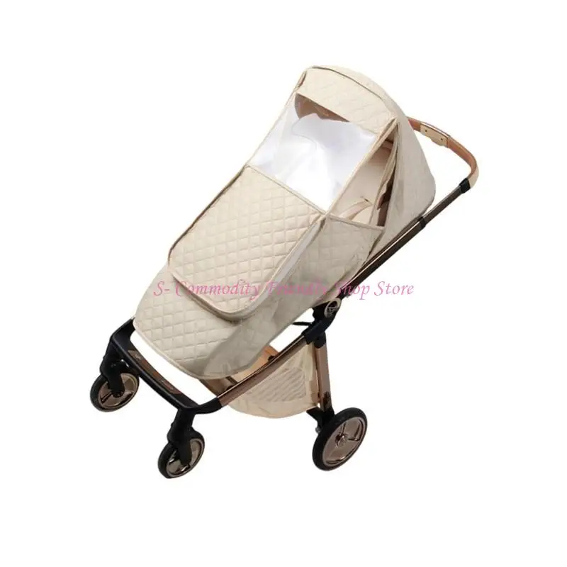 Vista frontal del protector impermeable para cochecito