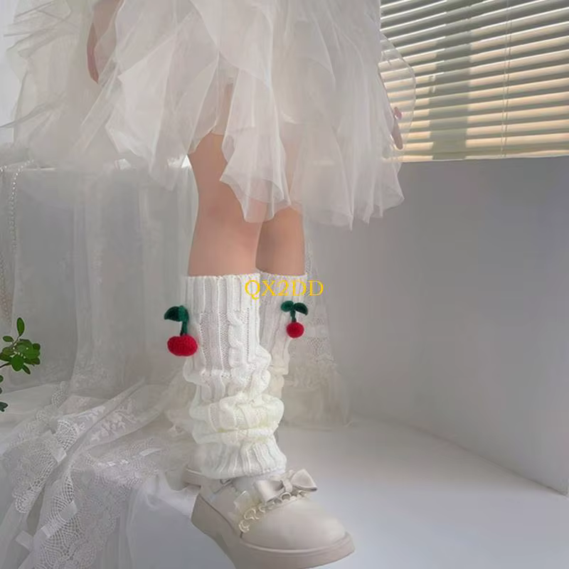 Calentadores de punto para niña con cerezas - imagen 2