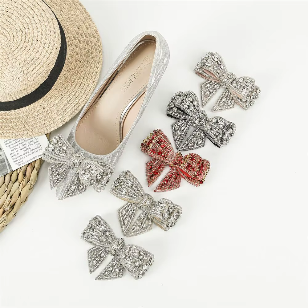 Adornos de lazo con pedrería para zapatos de mujer - imagen 3