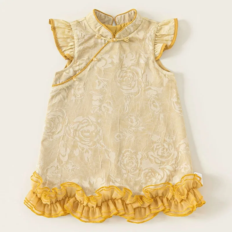 Vestido de algodón sin mangas para niña – estampado floral de verano