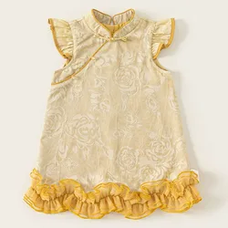 Vestido de algodón sin mangas para niña – estampado floral de verano