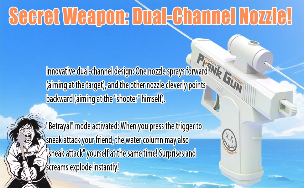 Detalle del diseño y controles de la pistola de agua