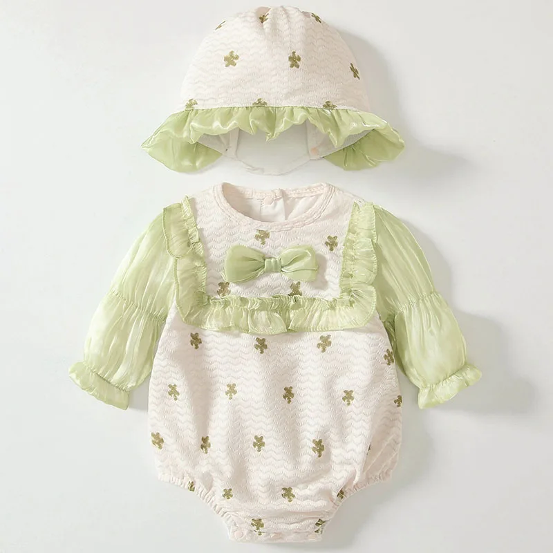 Pelele de bebé para niña con lazo y gorrito estilo princesa - imagen 3