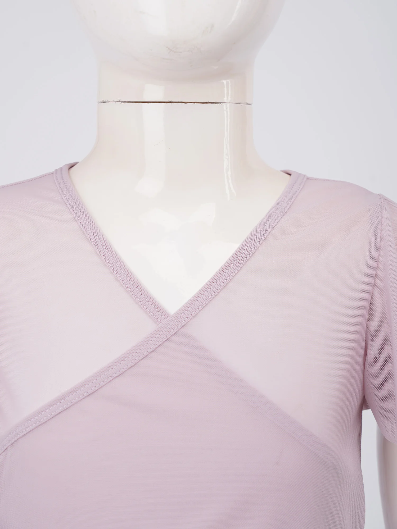 Camiseta de ballet niña manga corta cuello V, malla transpirable - imagen 5