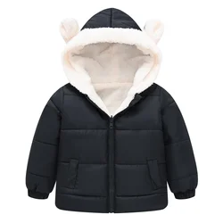 Parka de invierno con capucha de felpa para niños y niñas