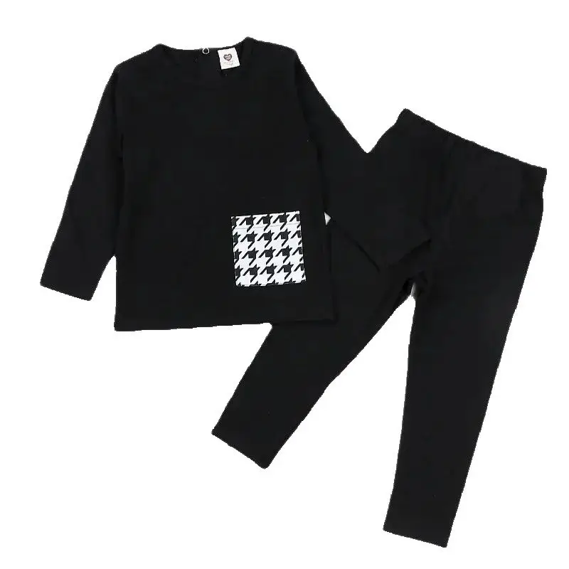 Conjunto bebé algodón y elastán negro, cuello redondo - imagen 4