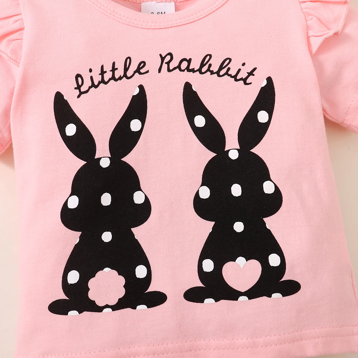Conjunto verano bebé niña con camiseta de conejo y shorts lunares - imagen 4