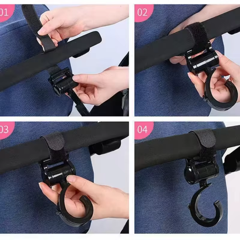 Gancho Giratorio Universal 360º para Cochecito de Bebé – Colgador de Bolsas - imagen 3
