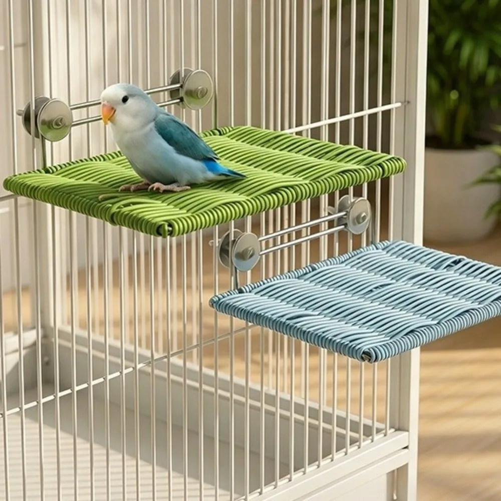 Plataforma para jaula de loros de ratán tejido, resistente - imagen 3